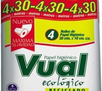 VUAL papel higienico eco hoja simple 30m x4Un.