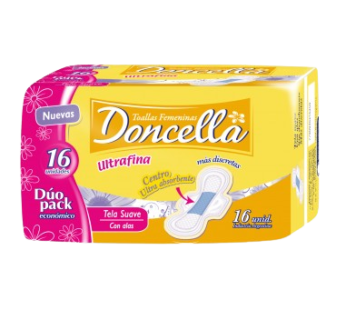 DONCELLA toalla pocket ultrafina suave con alas x16Un.