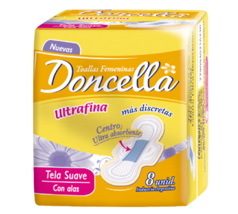 DONCELLA toalla pocket ultrafina suave con alas x8Un.