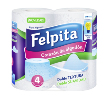 FELPITA papel higienico blanco doble hoja 20m x4Un.