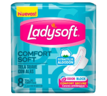 LADYSOFT toalla femenina comfort celeste con alas x8Un.