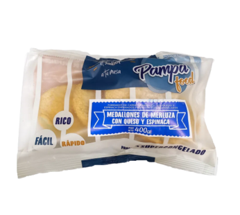 PAMPA FOOD medallon merluza espinaca y queso x400g