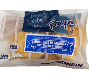 PAMPA FOOD medallon merluza jamon y queso x410g