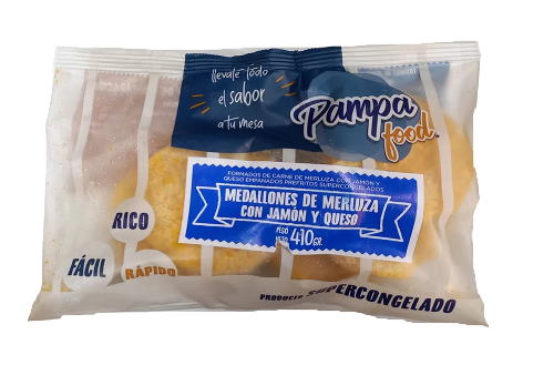 PAMPA FOOD medallon merluza jamon y queso x410g