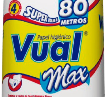 VUAL papel higienico max hoja simple 80m x4Un.