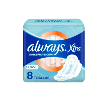 ALWAYS toalla xtra doble proteccion c/alas suave x8Un.