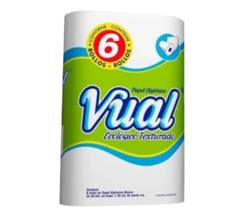 VUAL papel higienico blanco texturado h/s 30m x6Un.