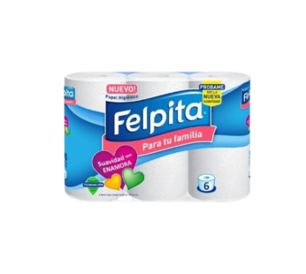 FELPITA papel higienico blanco hoja simple 30m x6Un.