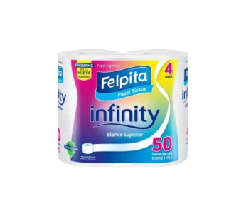 FELPITA papel higienico infinity doble hoja 50Mt x4Un.