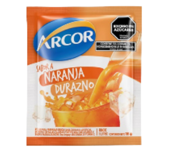 ARCOR jugo naranja durazno x18 sobres