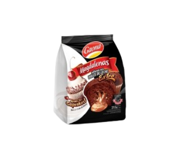 GAONA madalena chocolate rellena dulce leche x215g