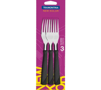 TRAMONTINA NEW KOLOR tenedor mango negro x3Un.