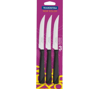 TRAMONTINA NEW KOLOR cuchillos mango negro x3Uni
