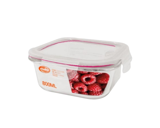 MAKE contenedor vidrio cuadrado x800cc