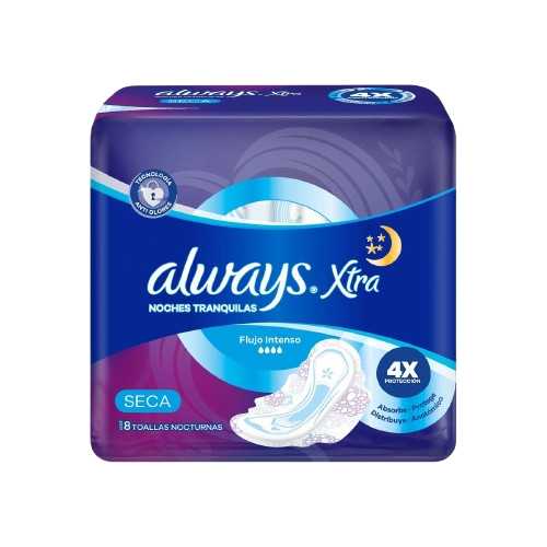 ALWAYS toalla xtra triple proteccion c/alas seca x8Un.