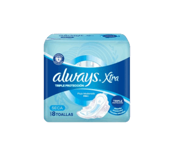 ALWAYS toalla xtra triple proteccion c/alas seca x8Un.