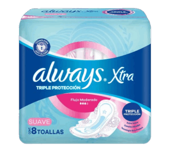 ALWAYS toalla xtra triple proteccion c/alas suave x8Un.
